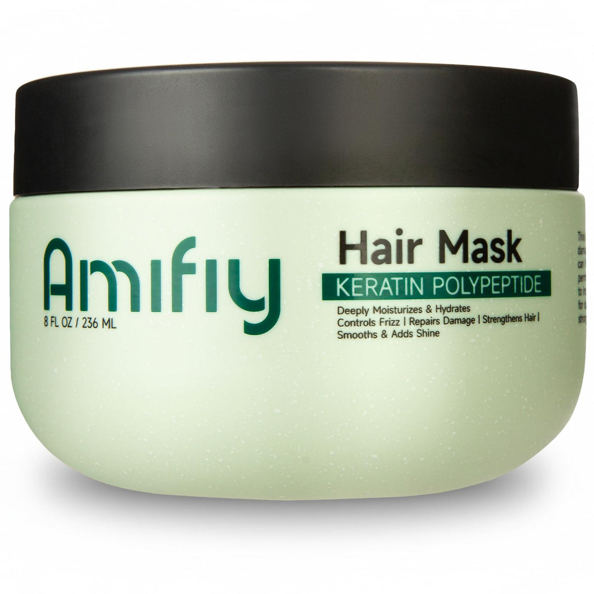 Amifiy Keratin Hair Mask bottle shows advanced frizz control and conditioning