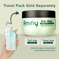 Amifiy Keratin Hair Mask packaging emphasizes clean, sulfate-free care