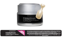 AminoGenesis Tripeptinon capsules packaging promoting a luxe skin firming routine.