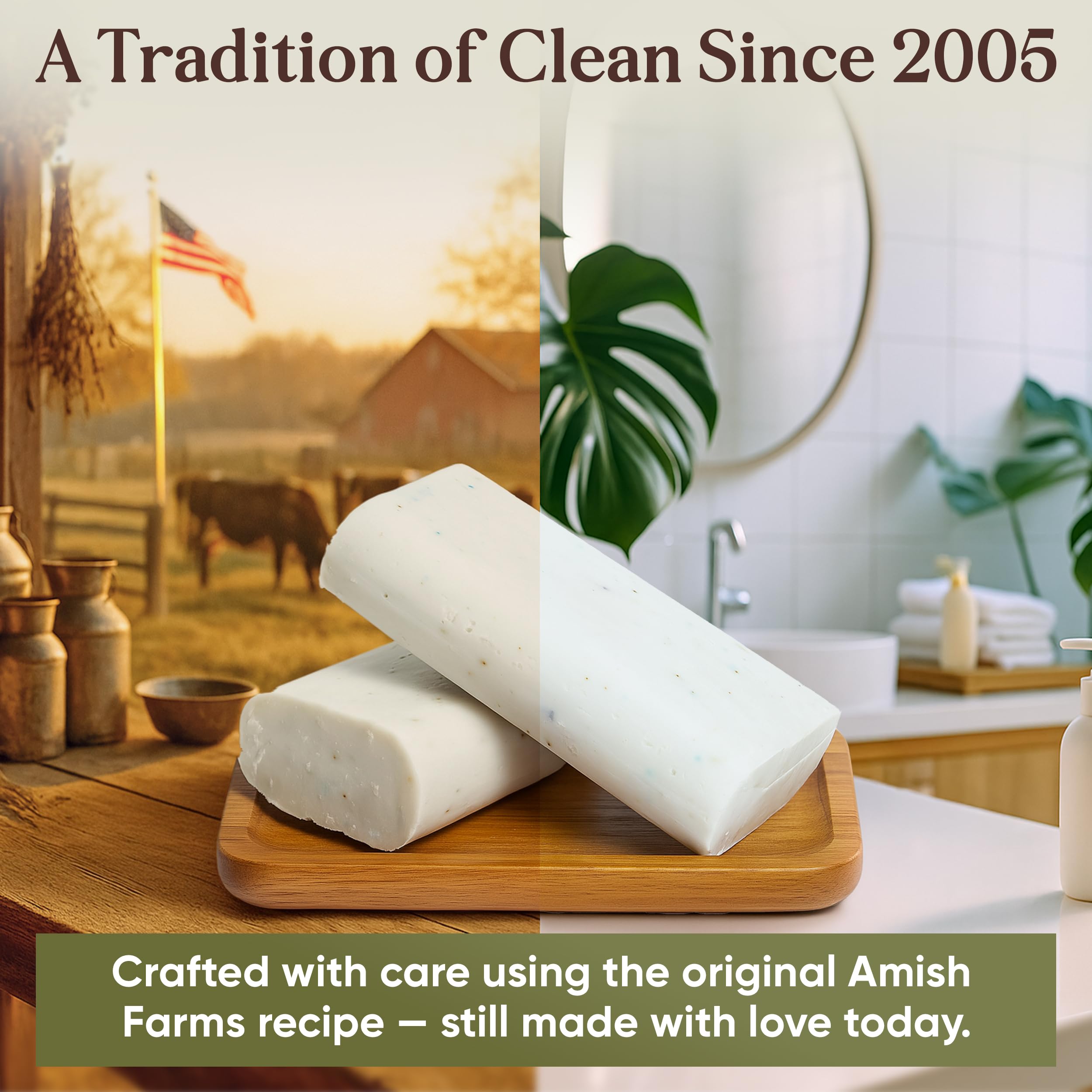Gentle, everyday cleansing suitable for sensitive skin types with Amish Farms.