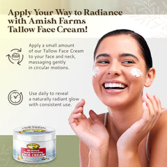 Amish Farms Tallow Face Cream with orange-vanilla oils for a fresh scent.