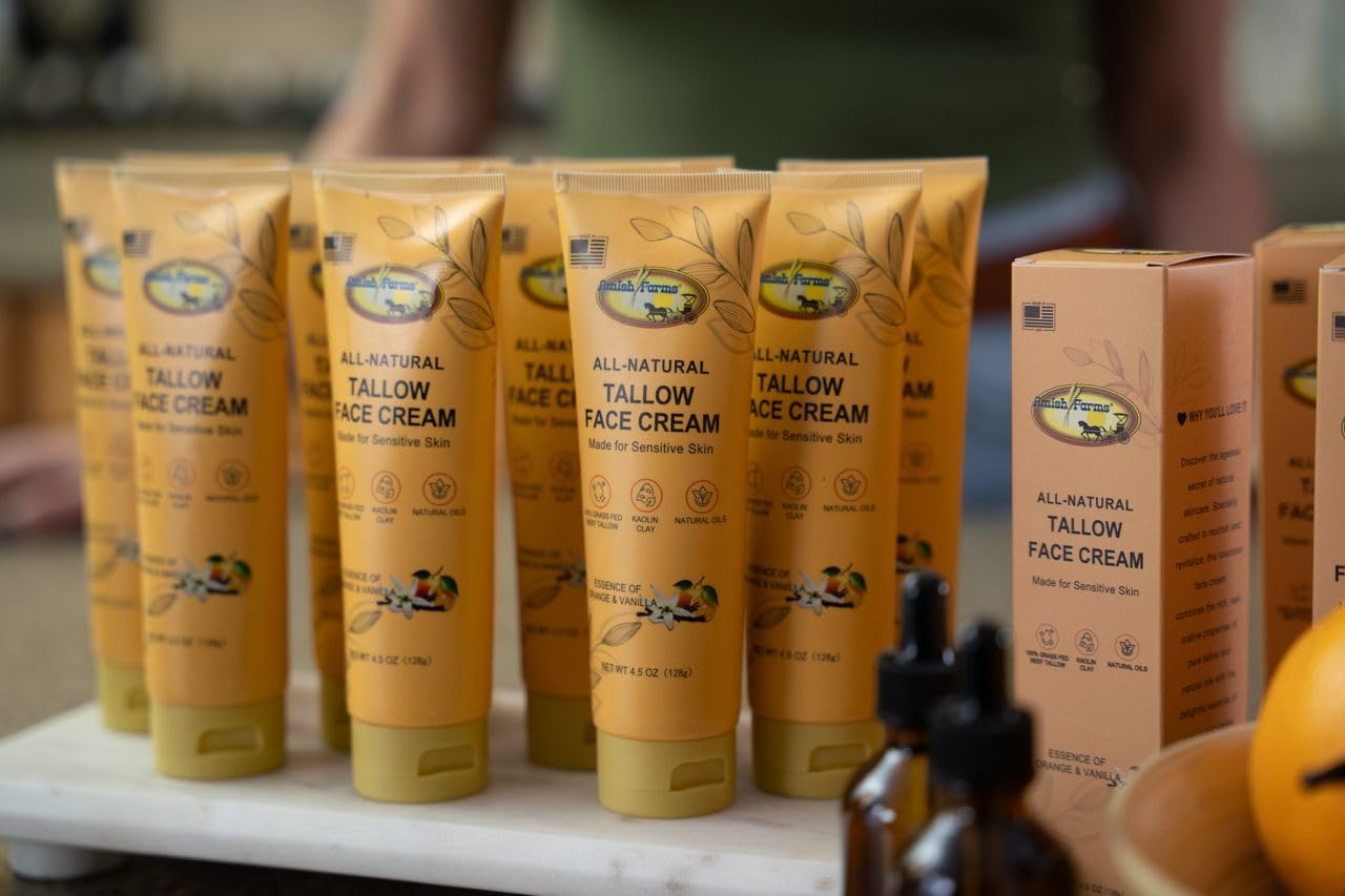 Amish Farms Tallow Face Moisturizer ingredients shot signals natural oils and clay benefits