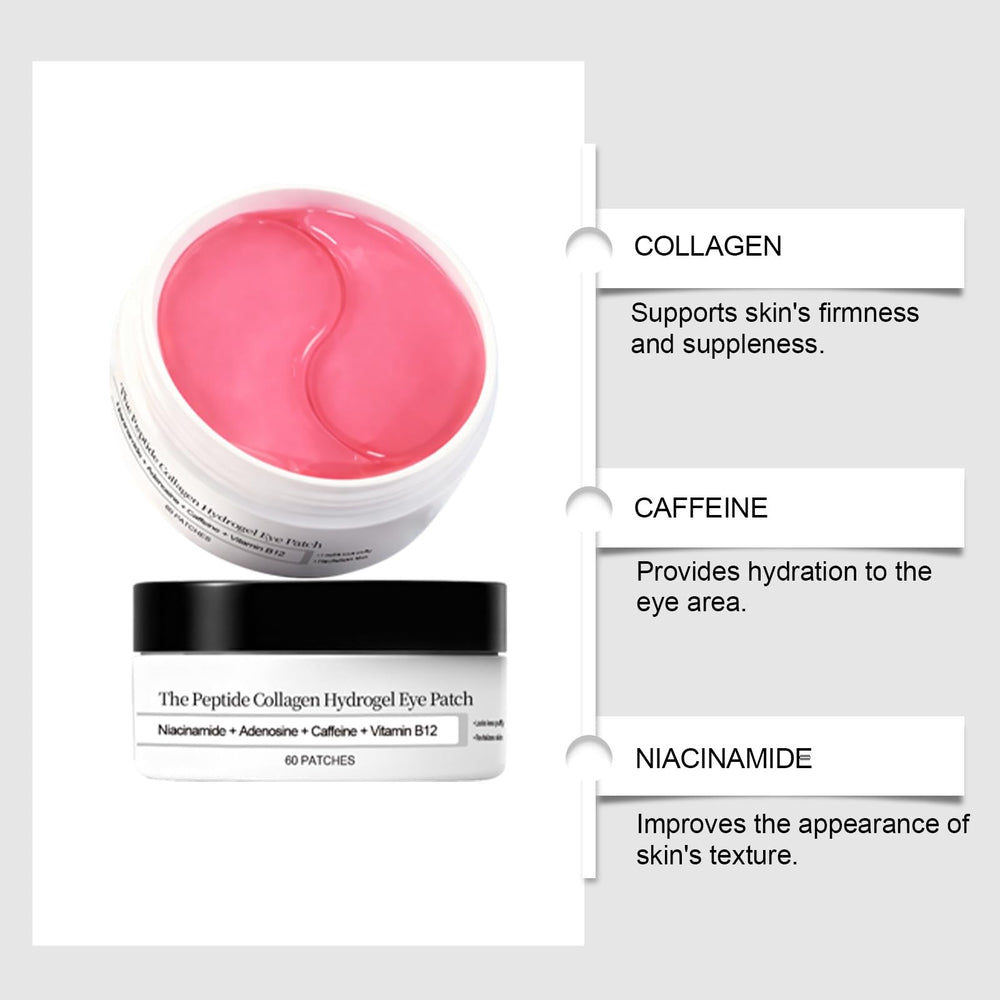 Amliya collagen hydrogel eye patches close-up showing hydration-ready texture.