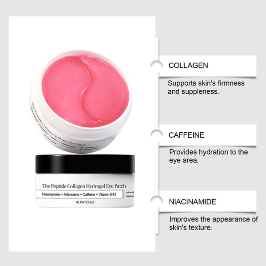 Amliya collagen hydrogel eye patches close-up showing hydration-ready texture.