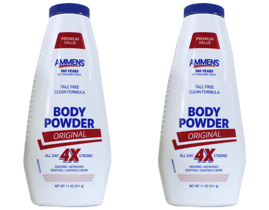 Ammens Body Powder Original bottle provides all-day deodorant protection.