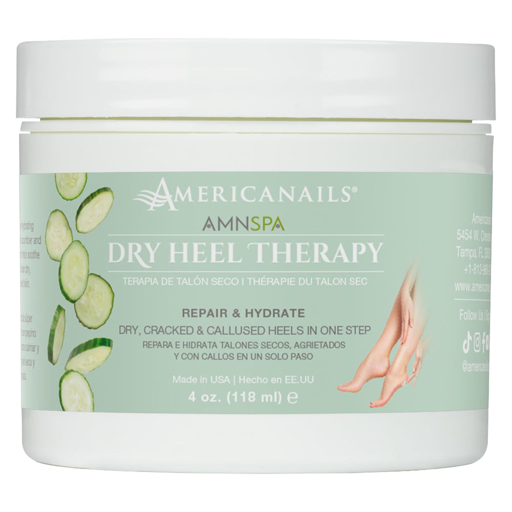 AMN SPA Dry Heel Therapy 4oz jar closeup for smoother heels.