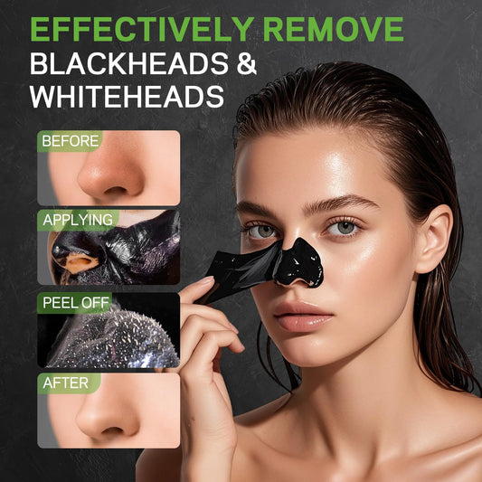 AMOADO charcoal peel-off mask application for pore purification and oil control.