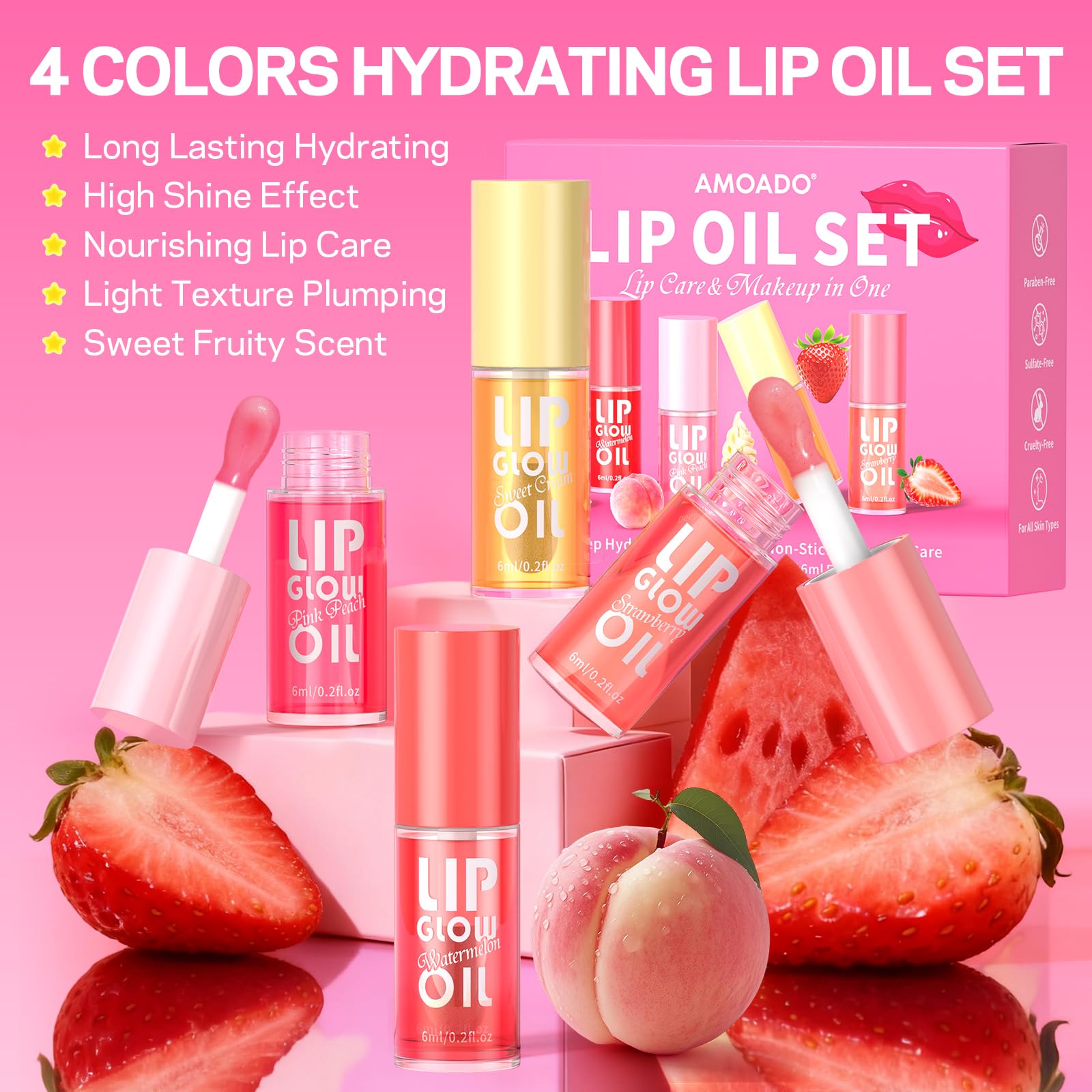 AMOADO lip oil cream shade provides versatile, soft color and shine.