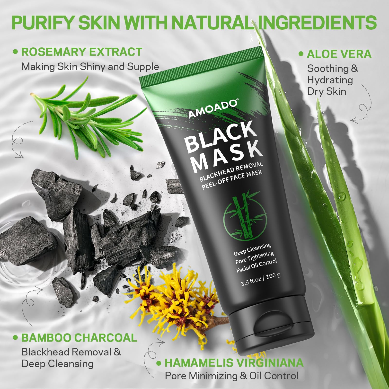 AMOADO mask drying on face signals easy removal and smoother skin.