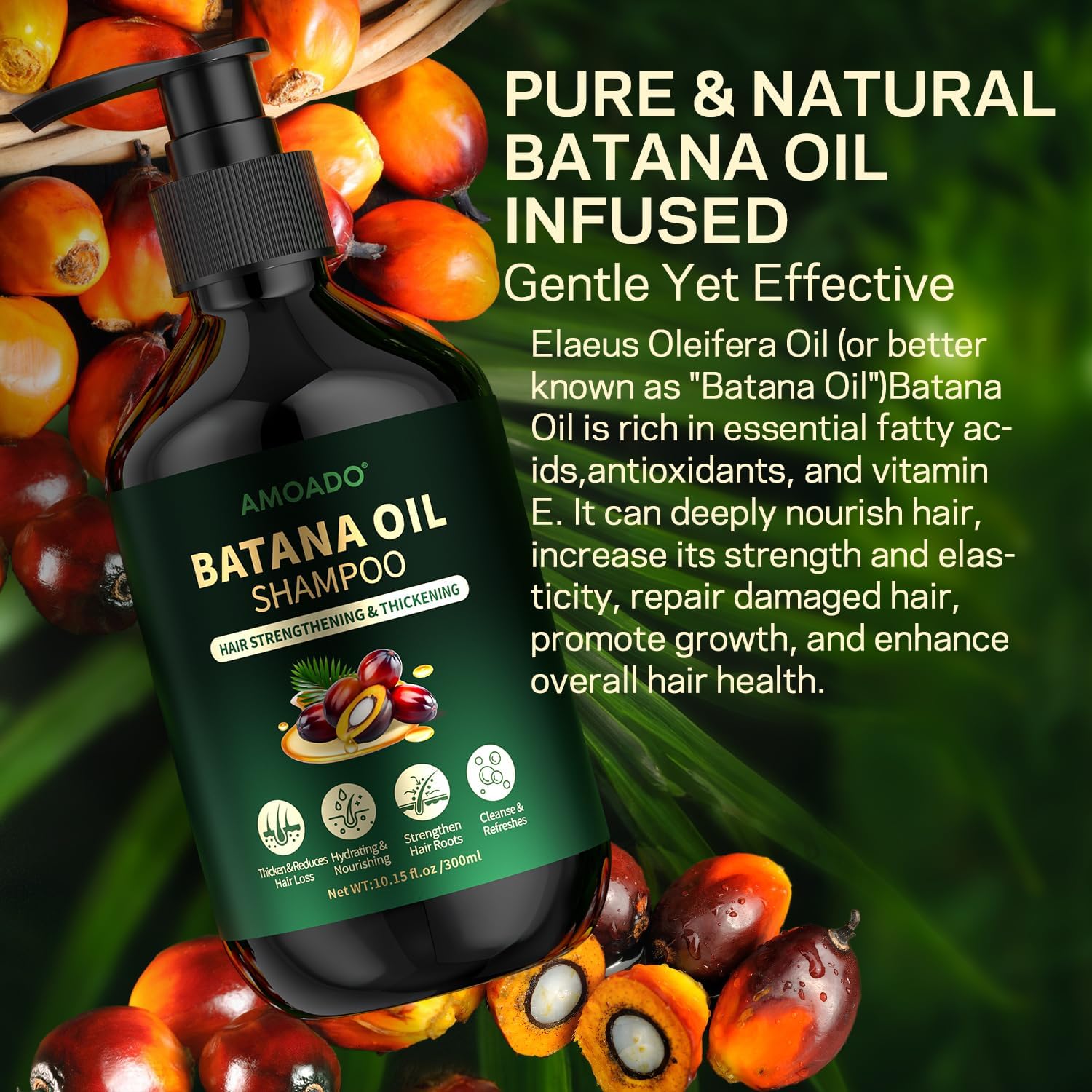 AMOADO scalp-nourishing batana-oil signals soothing support on the scalp.