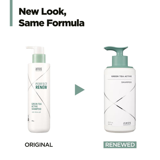 AMOS PROFESSIONAL Green Tea Active Shampoo lather demonstrates rich cleansing foam