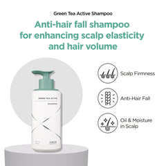 AMOS PROFESSIONAL Green Tea Active Shampoo scalp-moisture detail highlights hydration benefits