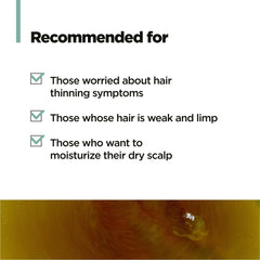 AMOS PROFESSIONAL Green Tea Shampoo leaf close-up, nourishing soybean seed extract soothes dryness.