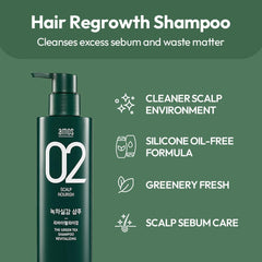 AMOS PROFESSIONAL Green Tea Shampoo silicone-free formula for scalp nourishment.