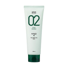AMOS PROFESSIONAL Korean Green Tea Nourishing Hair Mask pack, deep conditioning for moisture.