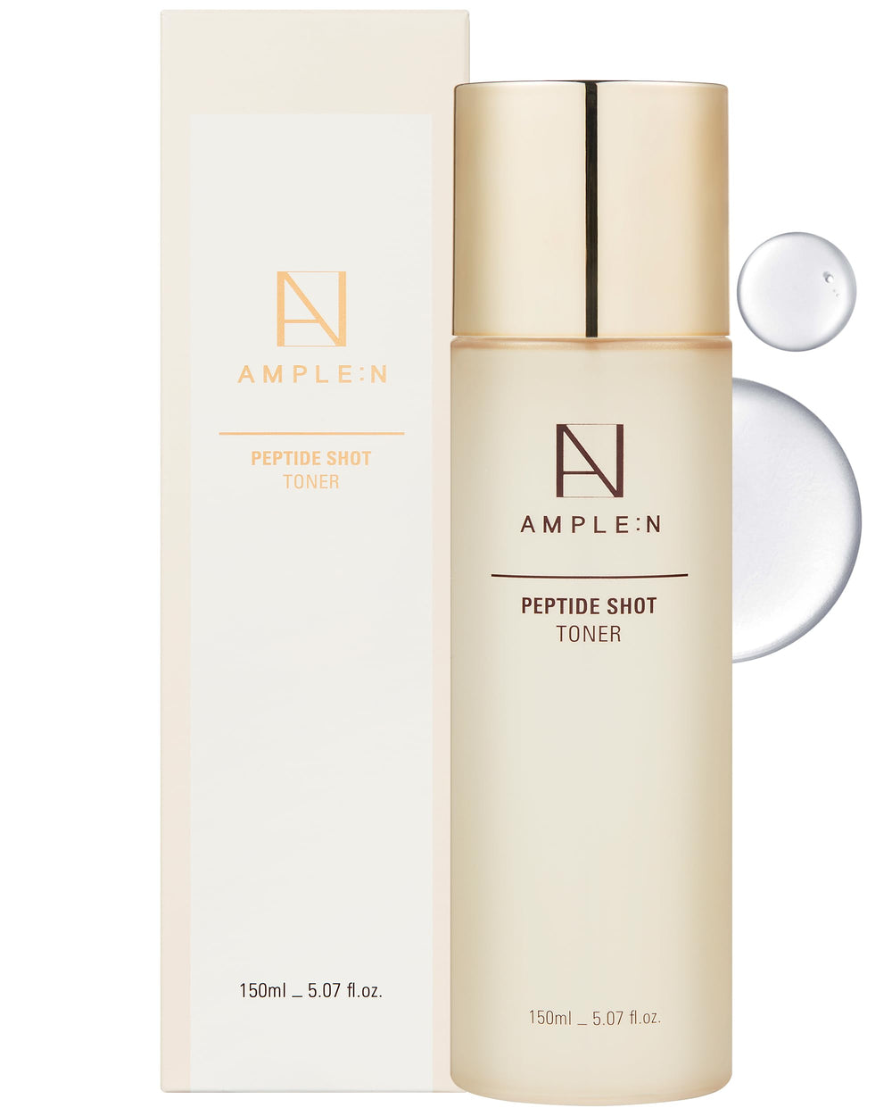 AMPLE:N Peptide Shot Toner bottle with ampoule-like texture boosts hydration and elasticity.