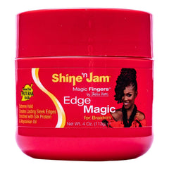 AmPro Shine-N-Jam edge control gel for braiders with extreme hold and sleek edges.