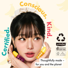 Banana-scented aroma of Amuse Seoul Banana Lip Oil on display