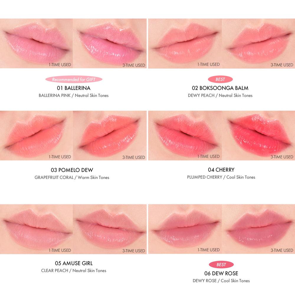 Amuse Seoul Dew Balm 01 Ballerina glow shot highlights soft radiance.