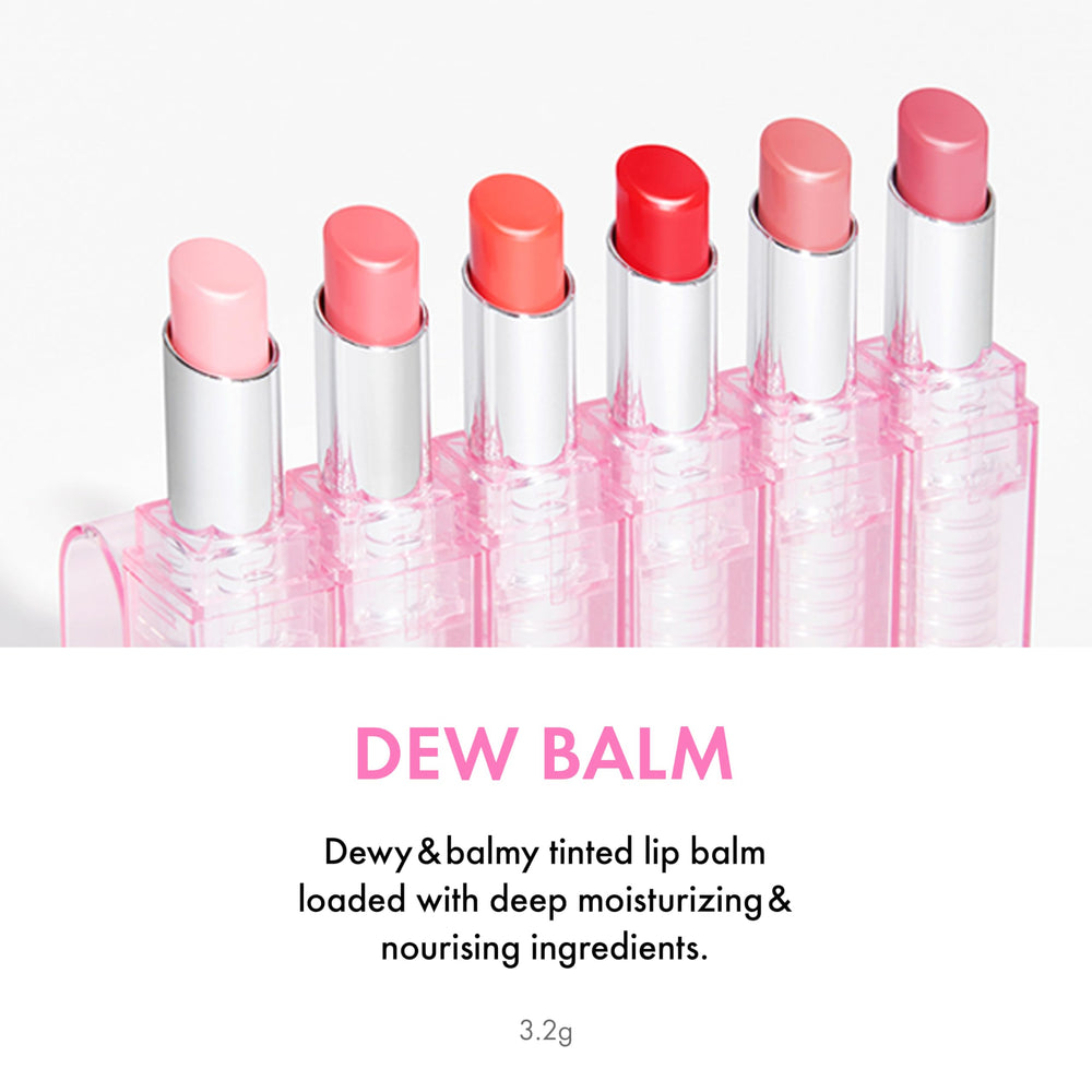 Amuse Seoul Dew Balm 01 Ballerina lip-swatches reveal a sheer dew-kissed tint.