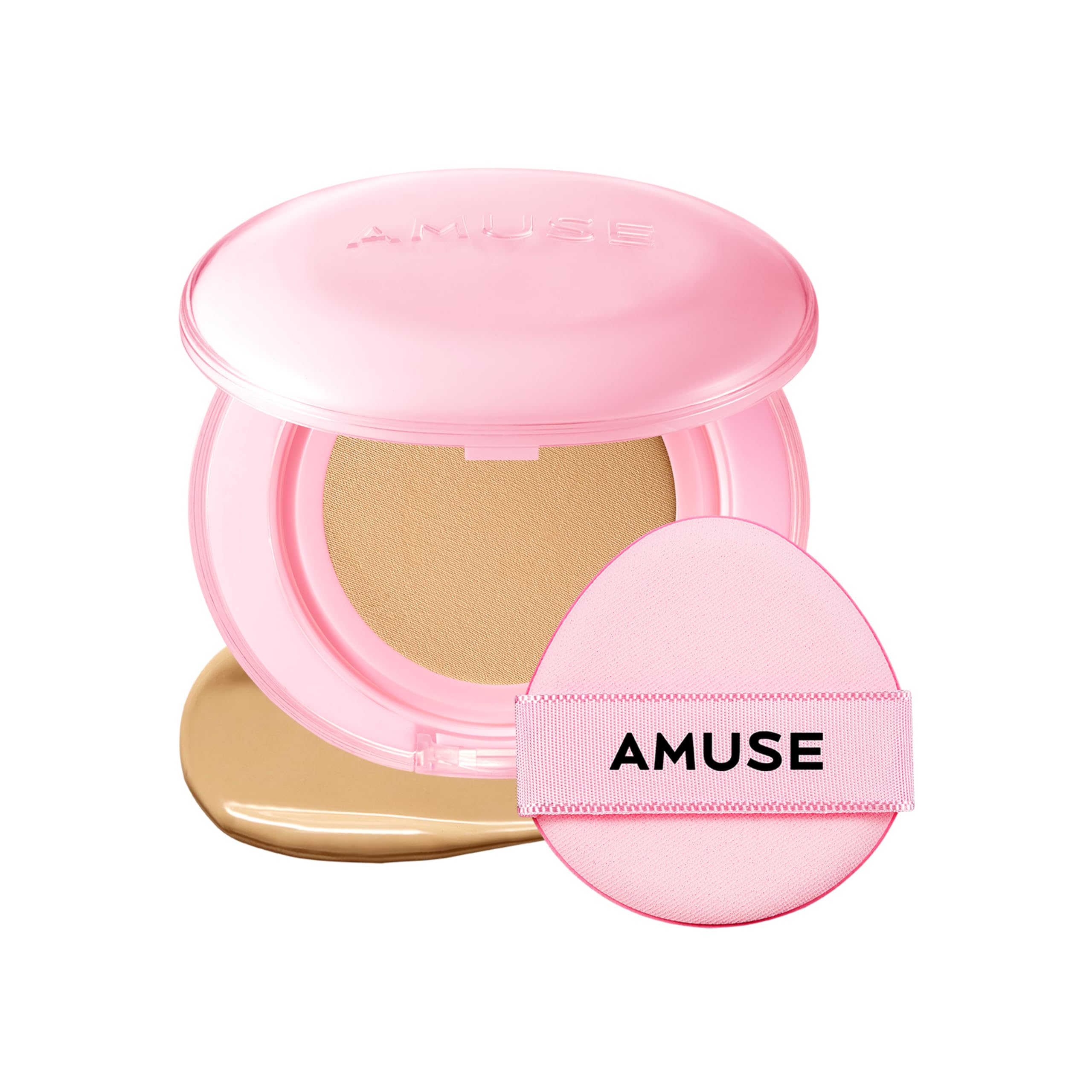 Amuse Seoul Dew Power Cushion bottle shows a dewy glow for all-day radiance.