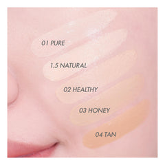 Amuse Seoul Dew Power Cushion texture close-up highlights creamy essence.