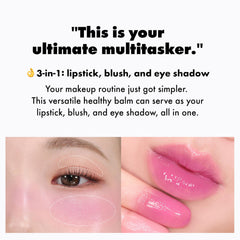 Amuse SEOUL Grapе Balm lip application displaying dewy finish