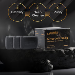 AMVital charcoal soap bar for men and women fits daily rituals at home.