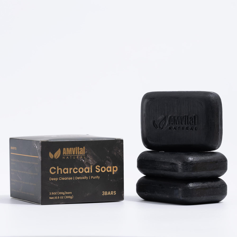 AMVital charcoal soap bar leaves skin feeling clean and refreshed after use.