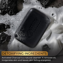 AMVital charcoal soap bar vegan ingredients provide plant-based care for sensitive or normal skin.