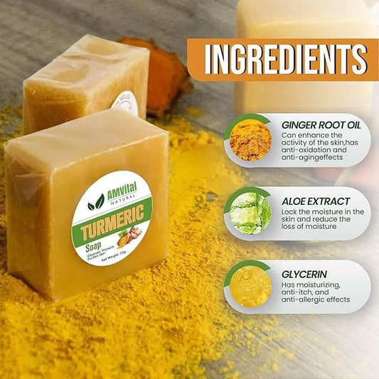 AMVital Turmeric Soap Bar Body—natural daily cleanse for smooth skin.