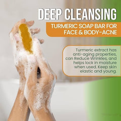 AMVital Turmeric Soap Bar Lather—creamy foam for a refreshing cleanse.