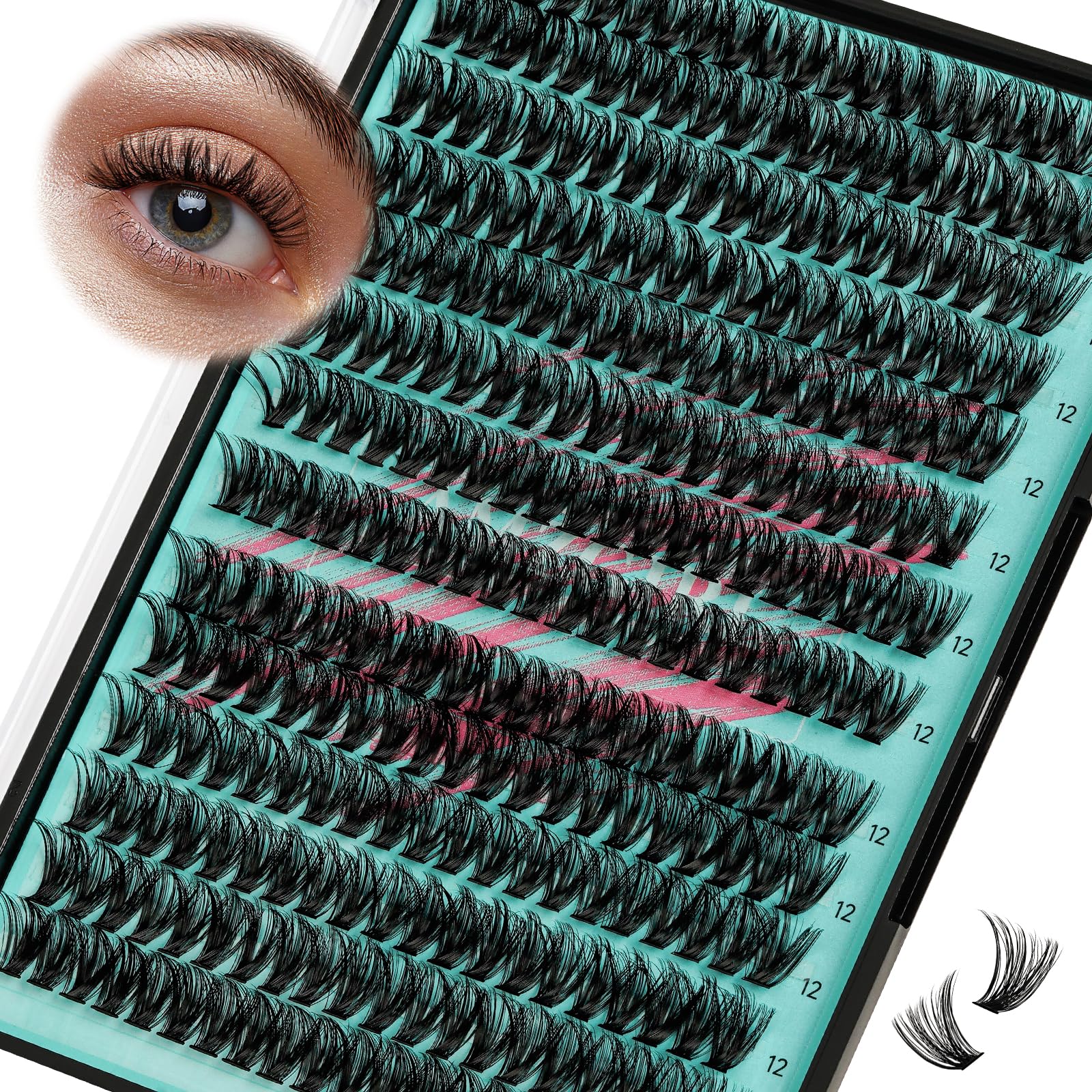AMZGIRL front tray showing 280 50D 12mm clusters for quick volume
