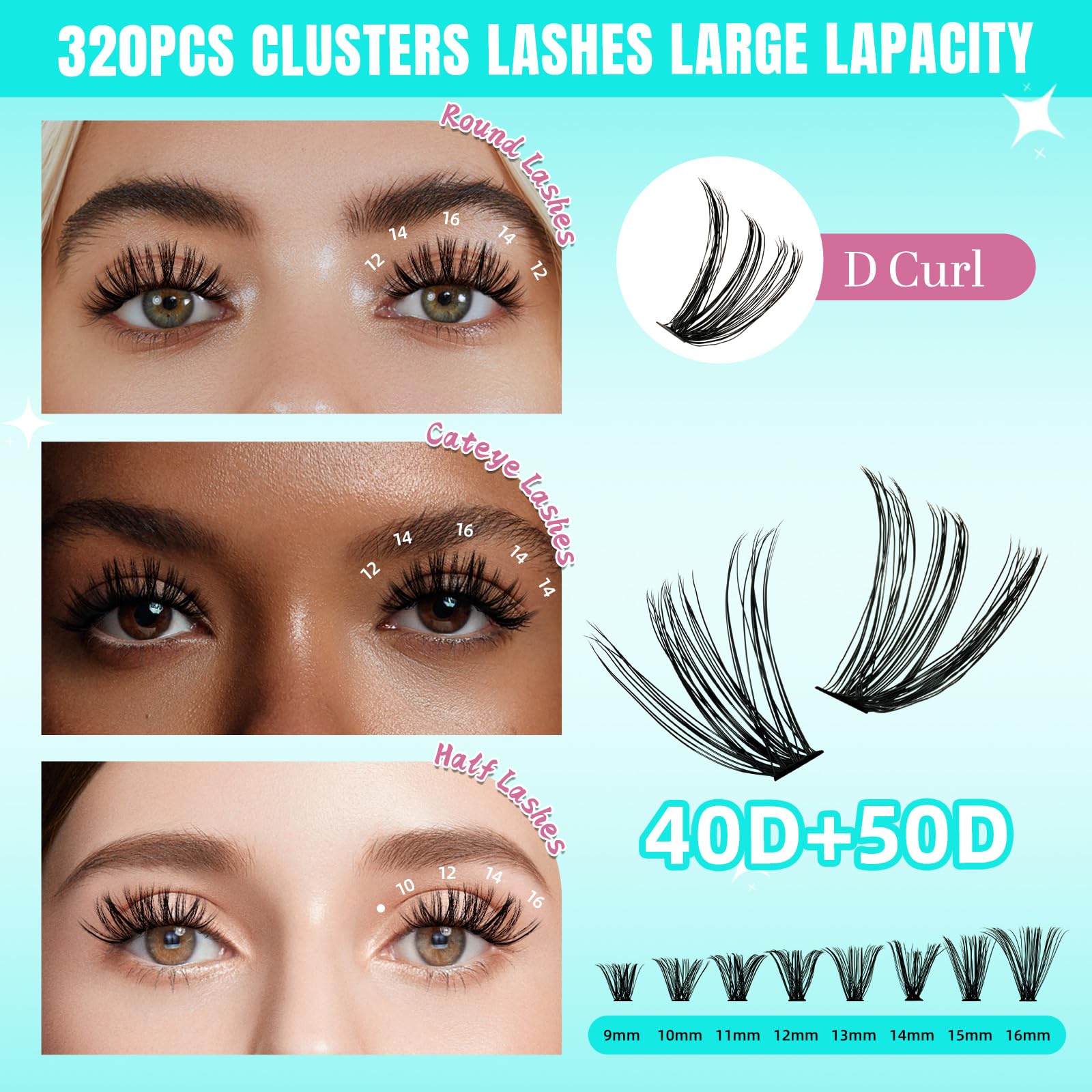 AMZGIRL applying cluster lashes to natural lashes demonstrating easy application benefit