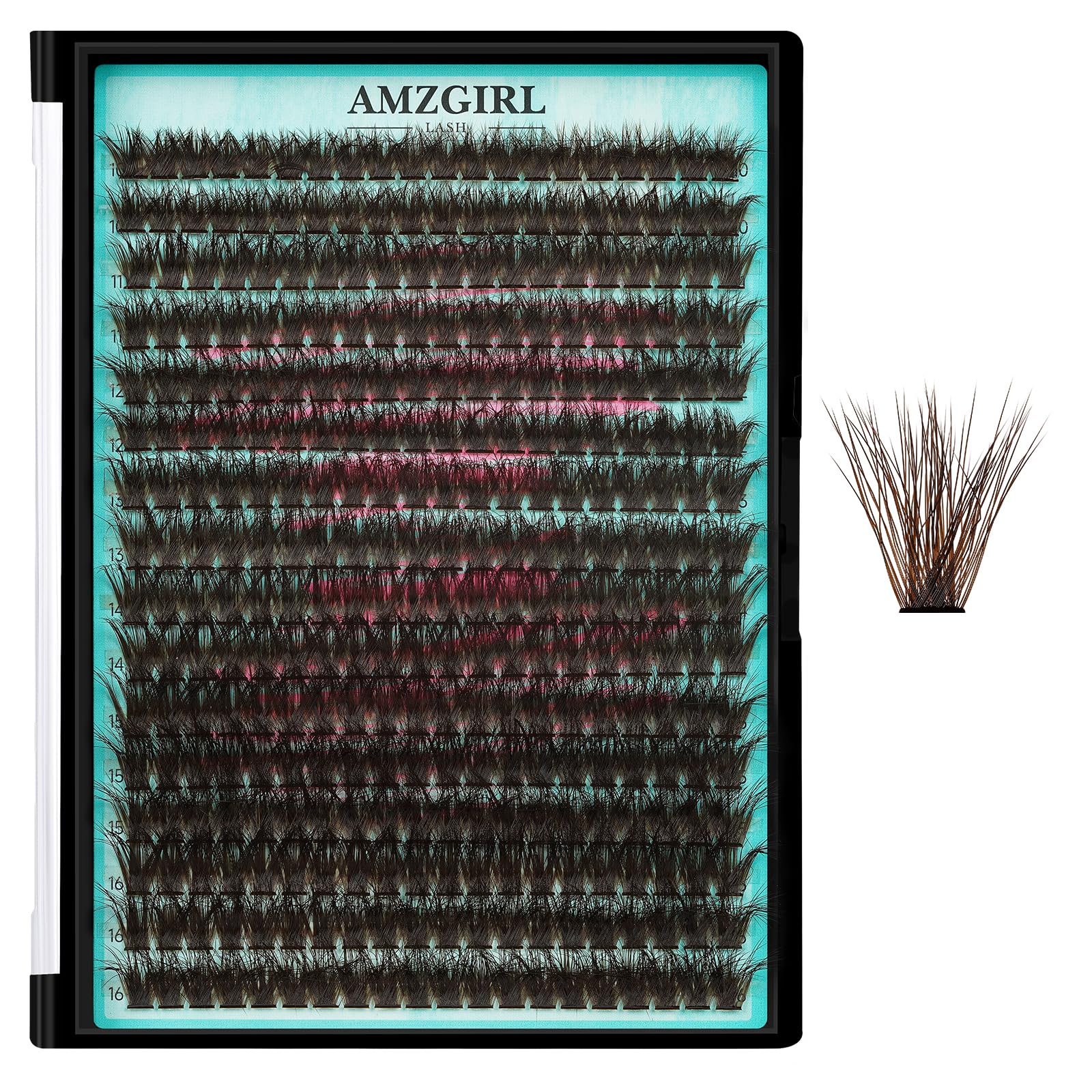AMZGIRL brown cluster tray front view showing mixed lengths and organization