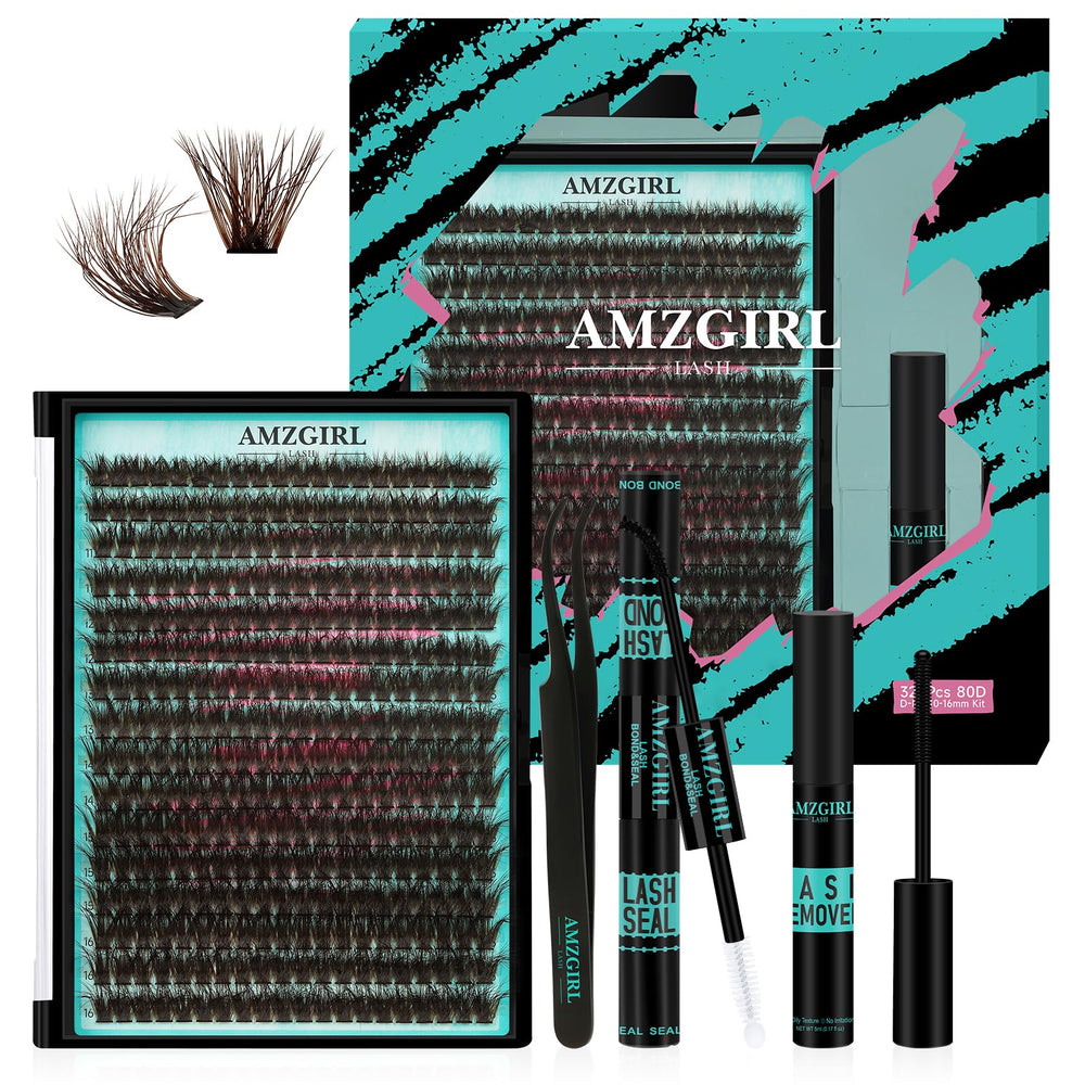 AMZGIRL LASH brown lash clusters 320pcs 80D for natural at-home look