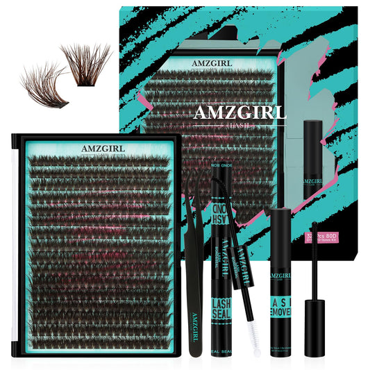 AMZGIRL LASH brown lash clusters 320pcs 80D for natural at-home look