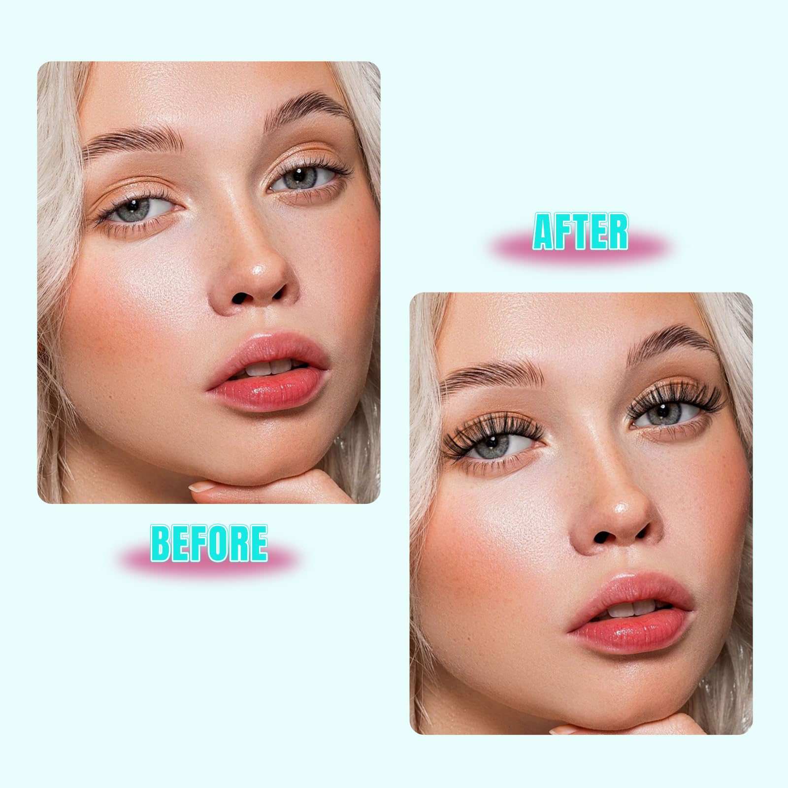 AMZGIRL clusters worn on model eye for instant voluminous finish