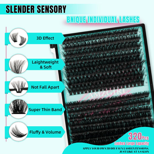 AMZGIRL LASH close-up of individual clusters highlighting soft texture