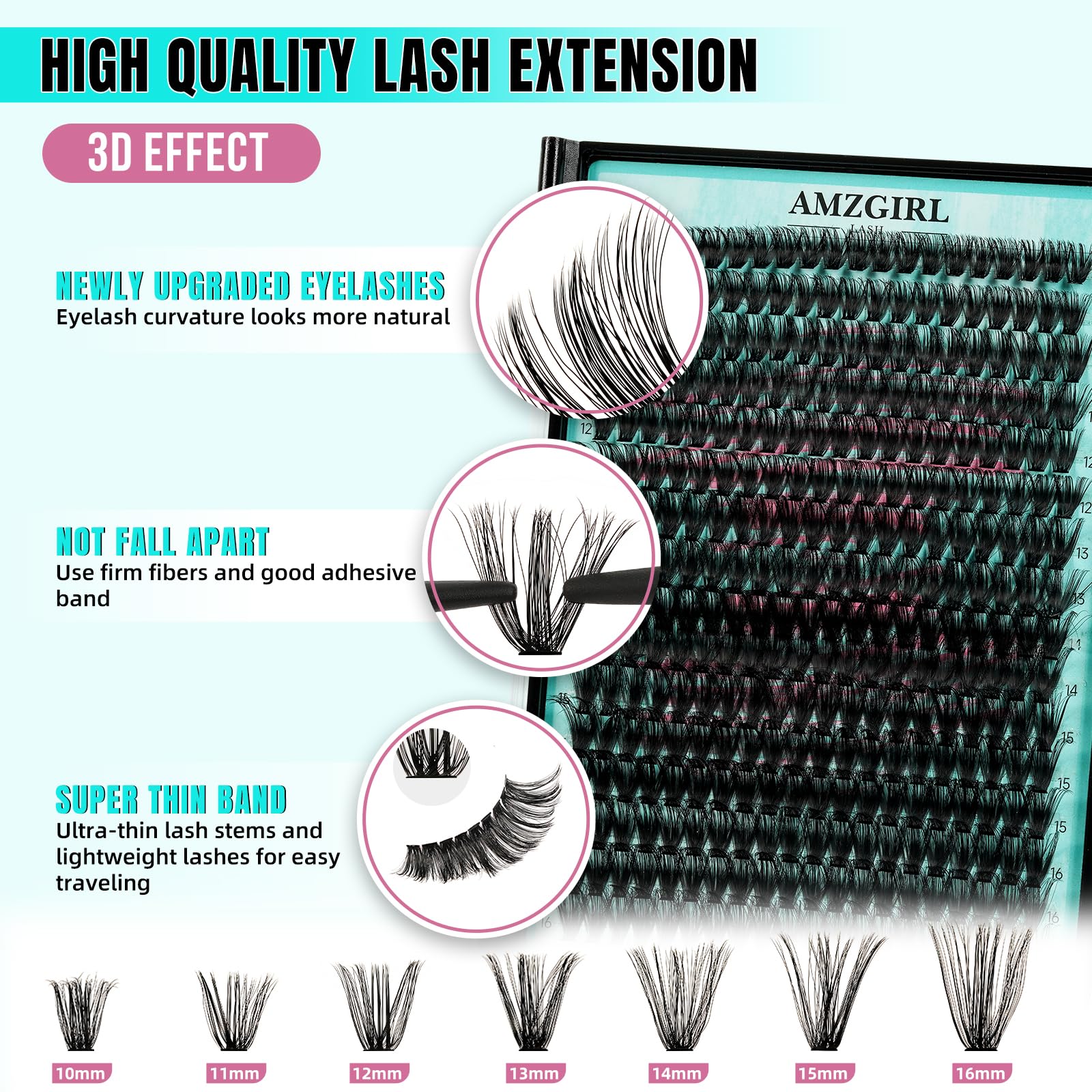 AMZGIRL side profile of D curl clusters demonstrating lifted eye effect