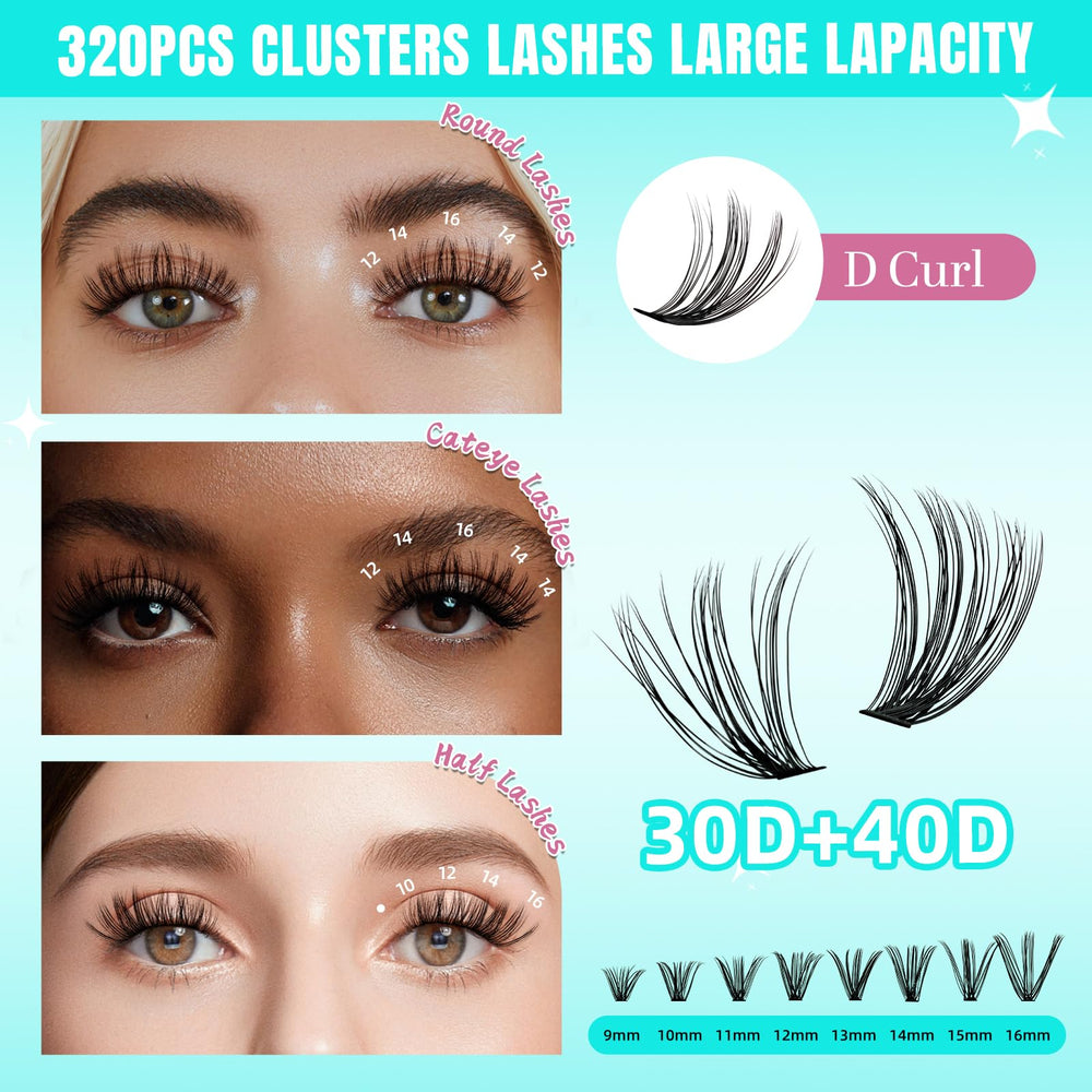 AMZGIRL LASH mixed length comparison showing 9–16mm customization