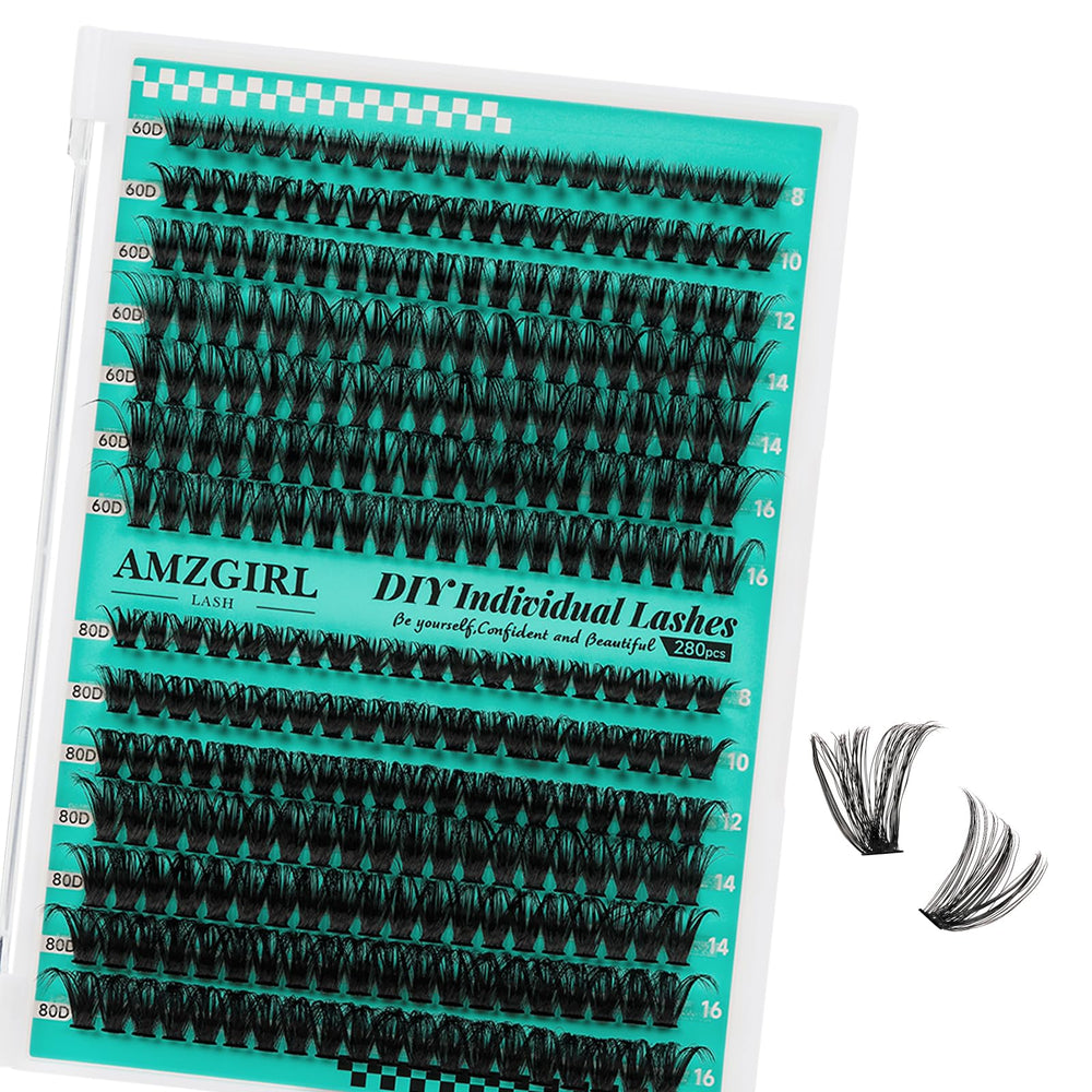 AMZGIRL front packaging showing full lash cluster kit and included tools for convenience