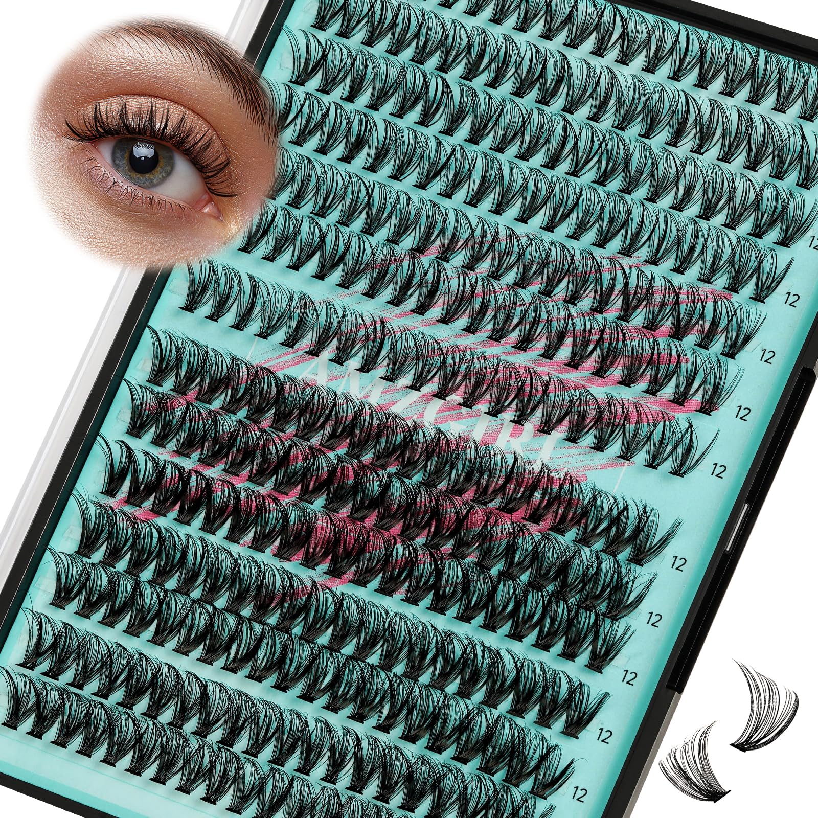 AMZGIRL tray front view showing 280 lash clusters for quick application and convenience