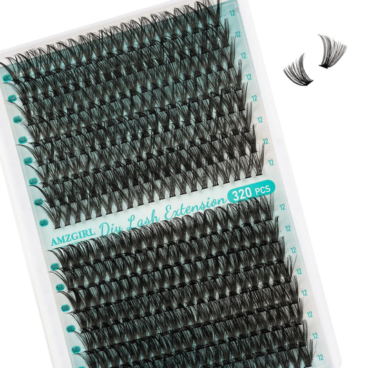 AMZGIRL front tray of 320 brown wispy clusters showing organization and quantity benefit