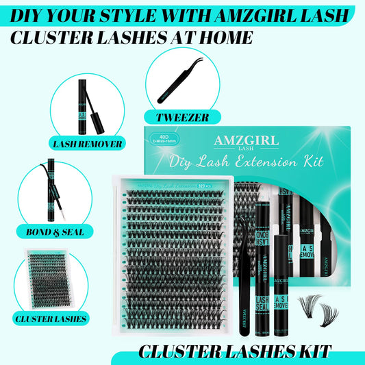 AMZGIRL LASH 40D clusters 9–16mm showcase customizable length options.