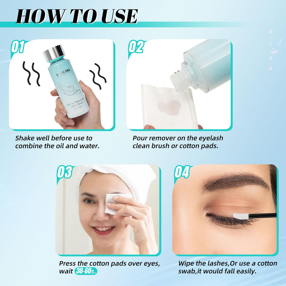 AMZGIRL LASH on cotton pad compress easing glue removal for safety