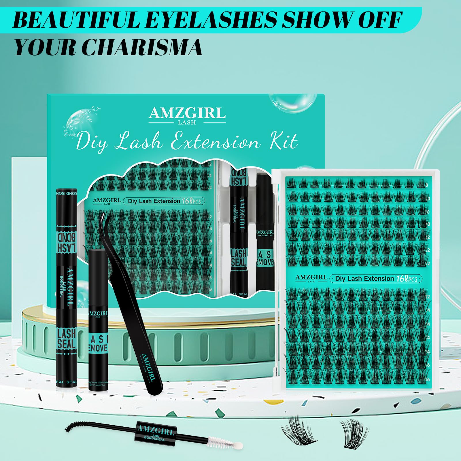 AMZGIRL LASH application in use showing quick at-home lash enhancement