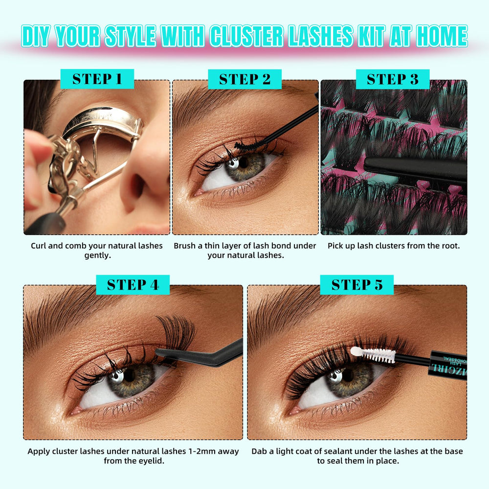 AMZGIRL LASH application in use on eyelid, demonstrates easy at-home placement