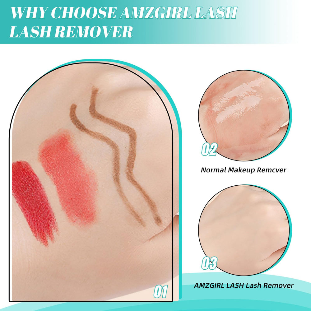 AMZGIRL LASH applying remover to cluster lashes demonstrating controlled removal and safety