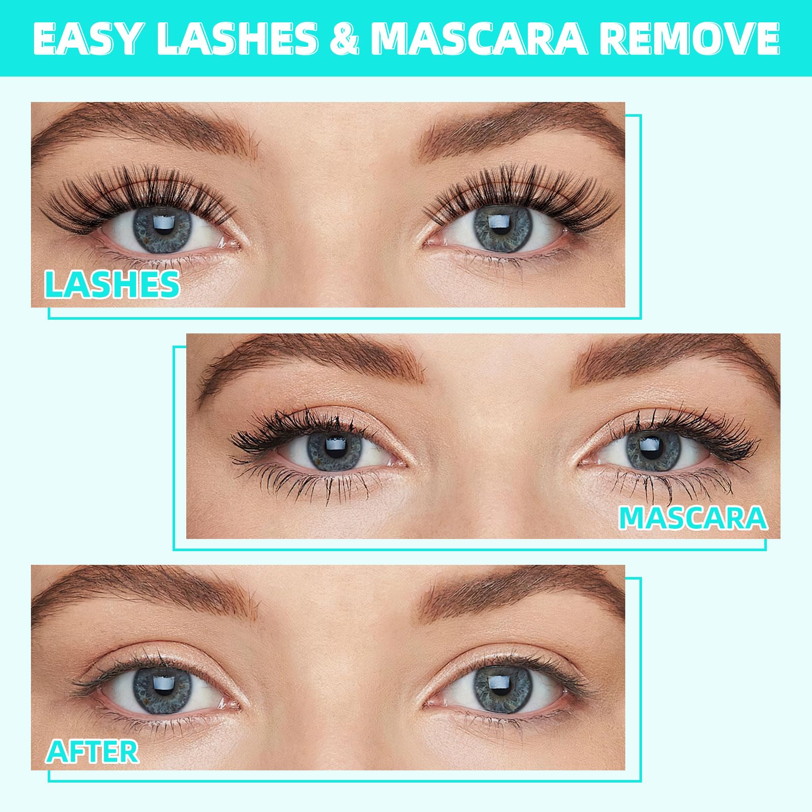 AMZGIRL LASH before-and-after removal of cluster lashes, cleaner lash line benefit